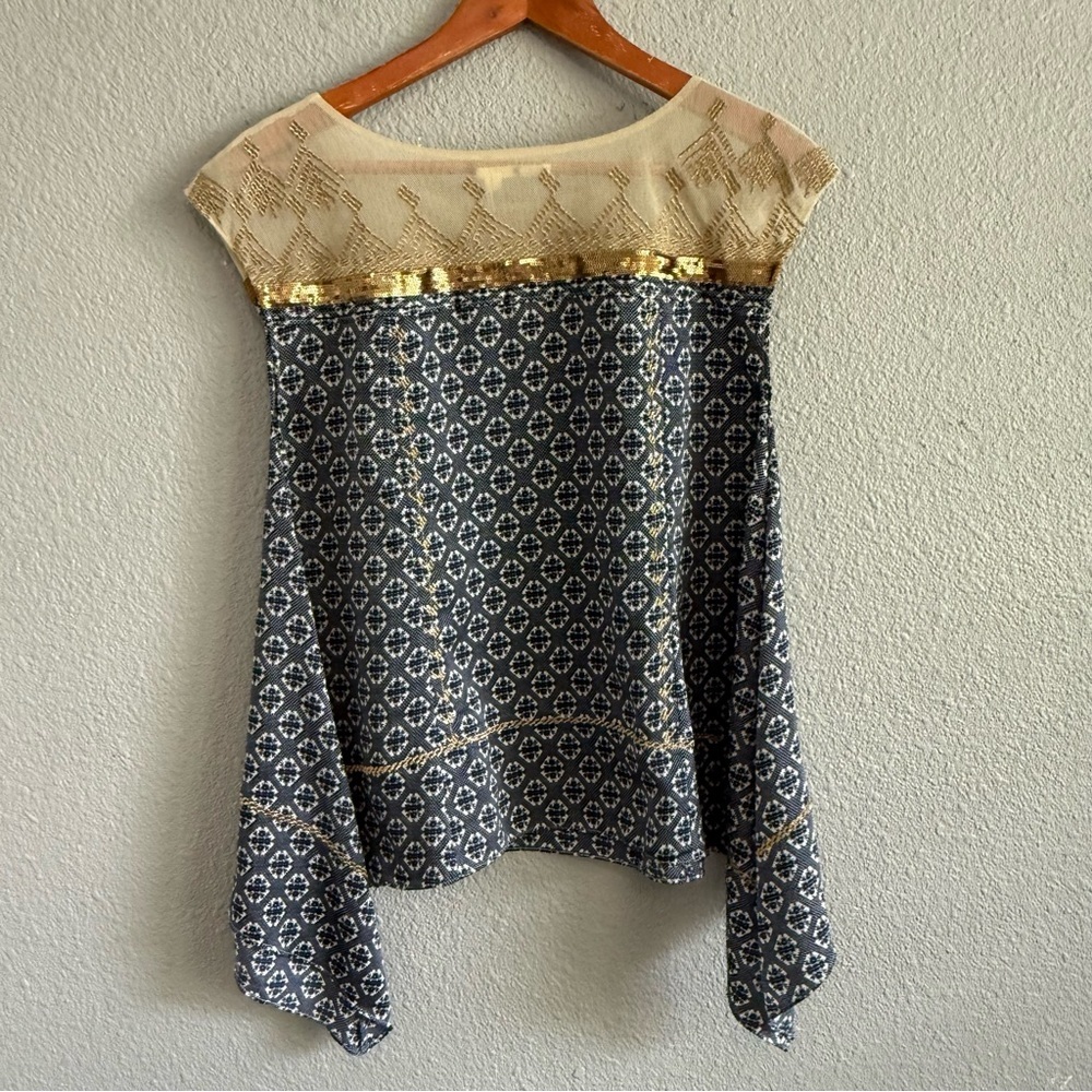 Anthropologie Floreat Gold Stream‎ Blouse EUC Size XS - Picture 6 of 8